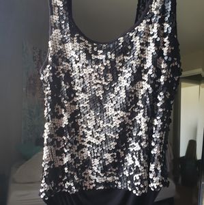 Black & silver sequins top